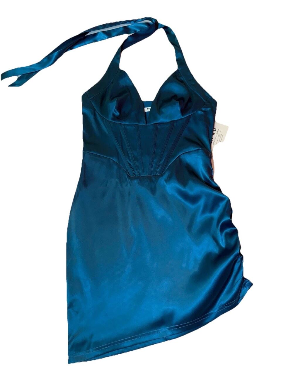 New Small  Na Kd Blue Emerald Women Mini Corset Dress 32”